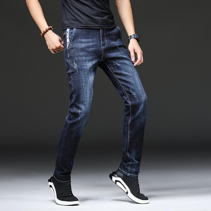 

Новые весенние мужские корейские облегающие эластичные брюки, модные простые трендовые джинсовые брюки 36