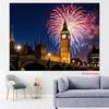 2D UK-Themen-Wandteppich, Big Ben mit Feuerwerk und Westminster Bridge