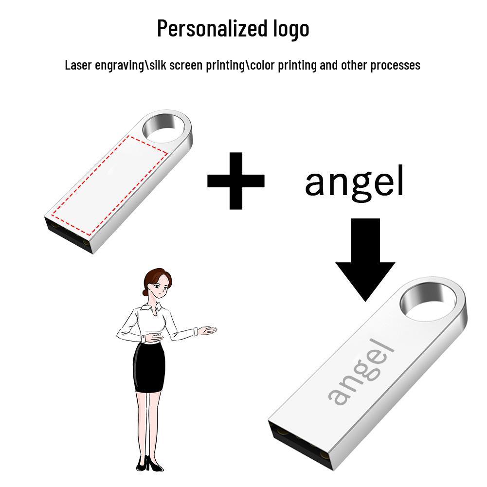 Metal USB Flash Drive with Laser Engraved Logo - 32GB/64GB/128GB, Creative Gift Edition