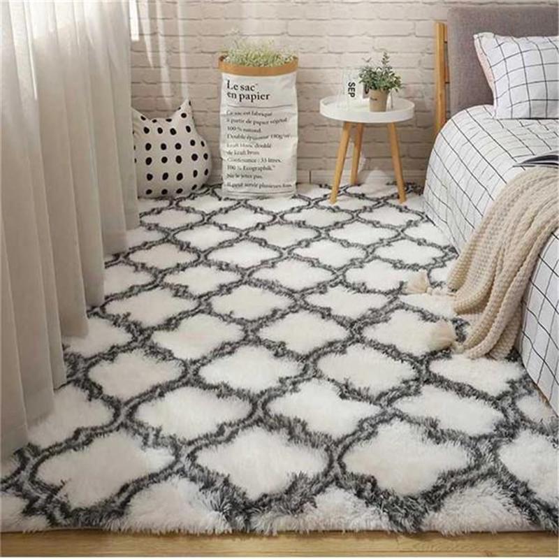 Area Rugs for Bedroom, Upgrade Non-Slip Grey Fluffy Soft Shag Carpet, Indoor Floor Gray Fuzzy Shaggy Living Room Plush Rug for Kids Home Dorm Decor