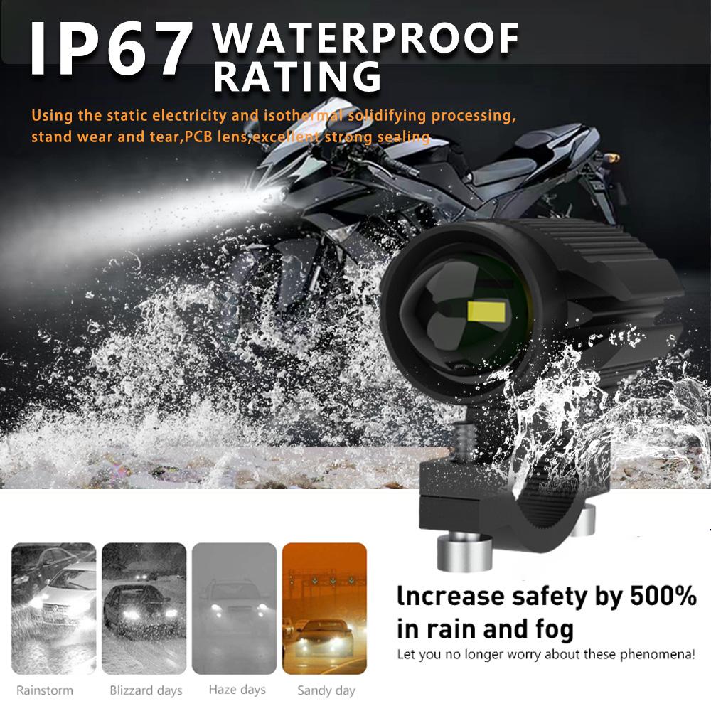 Motorcycle LED Headlight Projector Lens Dual Color ATV Scooter for Moto Bike Car Headlamp Light Auxiliary Spotlight Fog Light