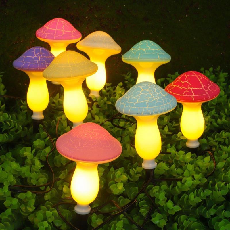 Colorful LED Solar Mushroom String Lights for Garden & Lawn Decoration