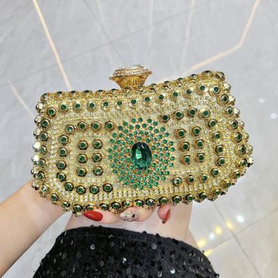 Fancy Banquet Evening Bag with Diamond Inlay, Clutch for Ladies, Crystal Embellished Shoulder Dress Bag