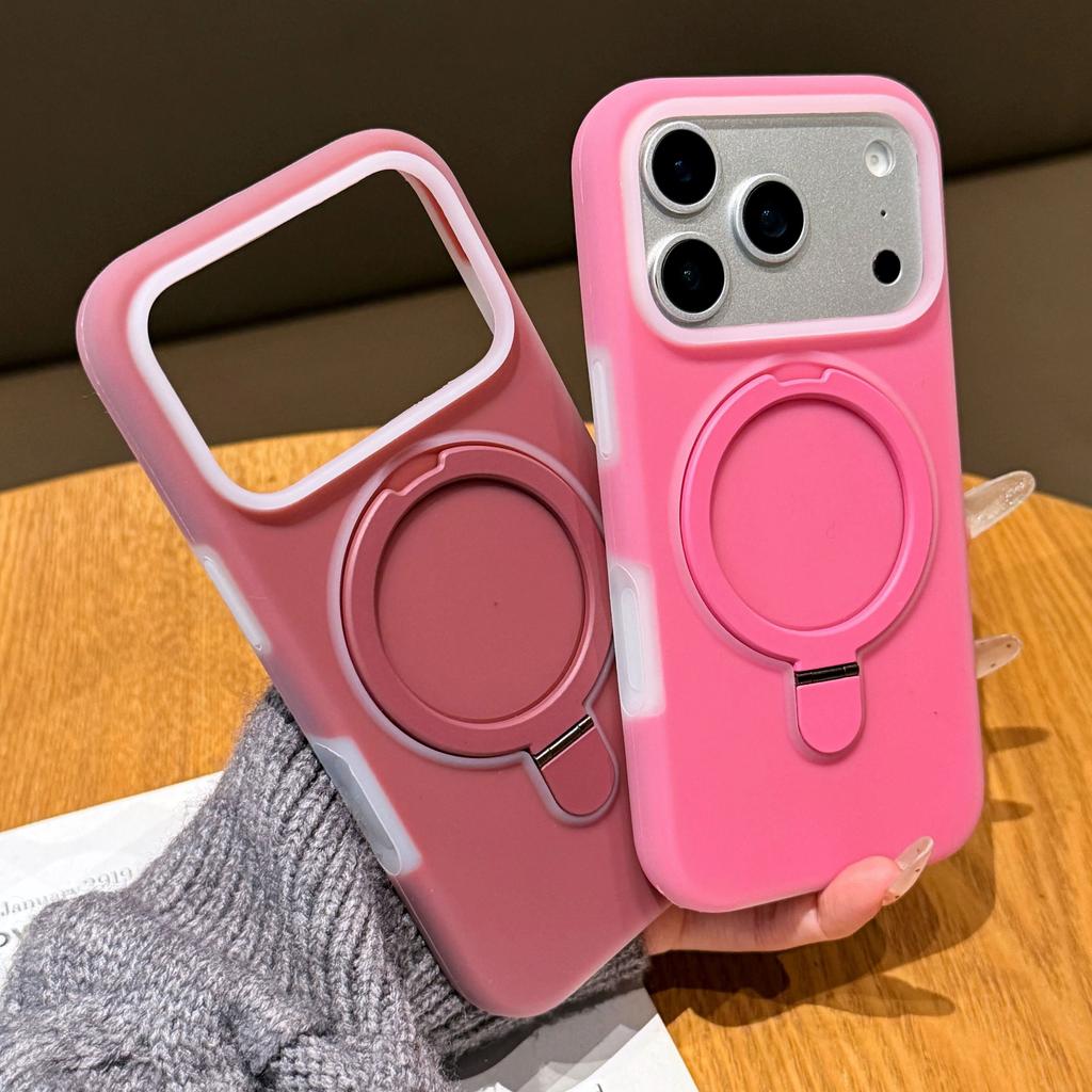 Stand Holder For Magsafe Wireless Charge Kickstand Case For iPhone Air 17 16 15 Pro Max Jelly Neon Silicone Shockproof Cover