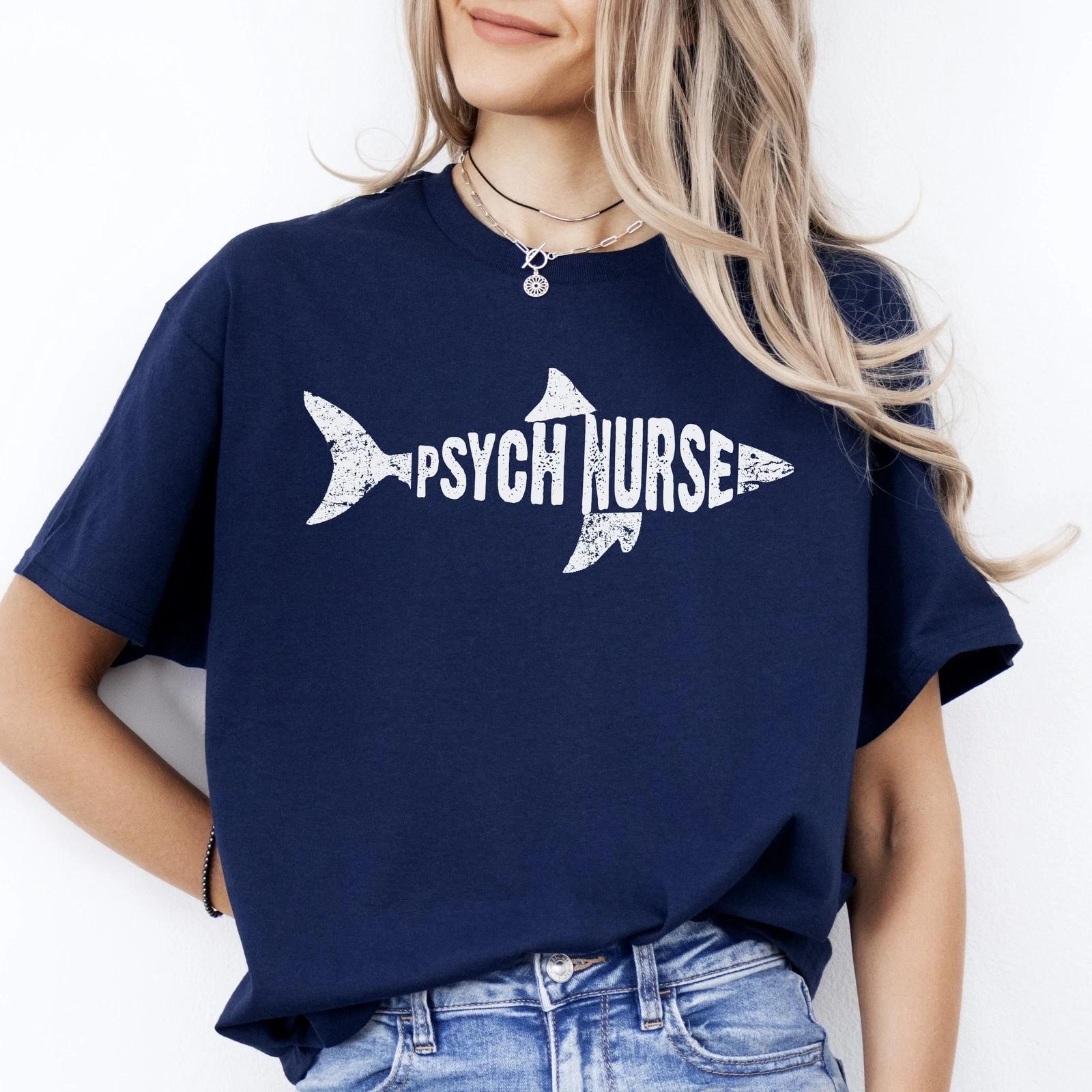 Psych nurse Shark T-Shirt Mental Health Nurse Practitioner Florida Unisex Tee Bl S