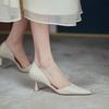 Summer new shallow pointed single shoes women's stiletto mid-heel shoes simple and versatile hollow high heels non-slip women's sandals