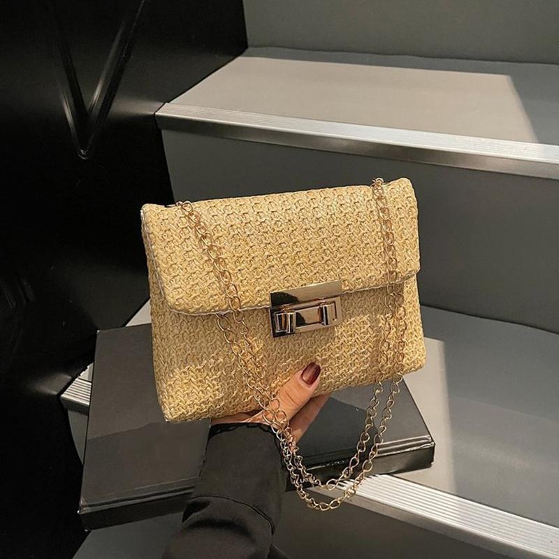 Handmade Fashi Straw Shoulder Bag Women High Capacity Crossbody Beach Woven Clutch Handbag