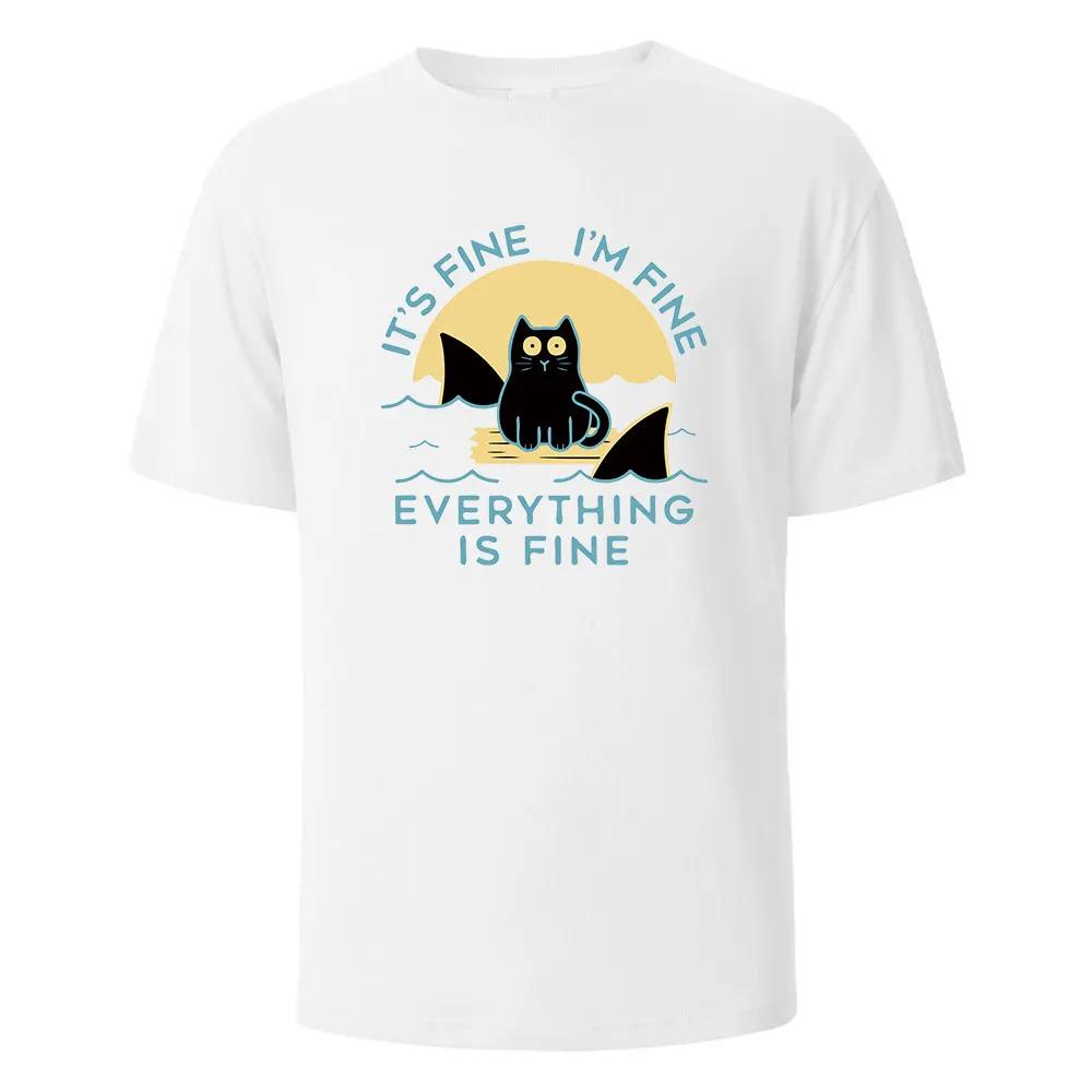 Everything Is Fine Print T-Shirt 100% Cotton Summer Tees For Men Women Oversize Casual Tops