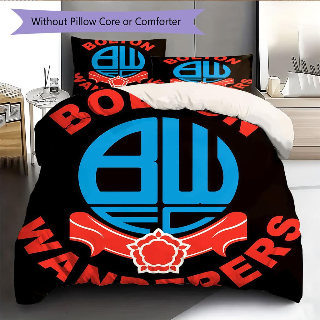 Bolton Wanderers F.C Bettwäsche Steppbett Set Bettbezug Kissenbezug Heimdekoration Geburtstagsgeschenk (1 Bettbezug + 2 Kissenbezüge, ohne Füllung)