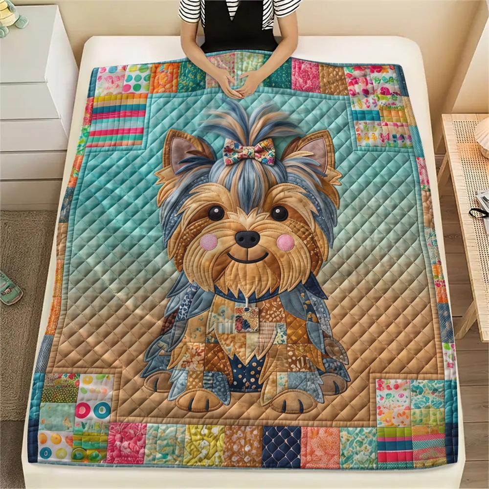 1Pc Dog Patchwork Art Print Flannel Blanket High Quality Warm Comfortable Cover for All Seasons Perfect for Gifts Home Decor