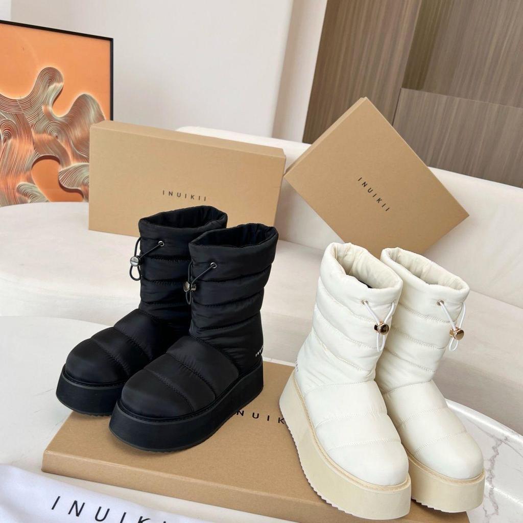 Inuikii Women's Waterproof Down Snow Boots: Warm, Height-Enhancing Mid-Calf Boots with Thick Sole for Autumn/Winter