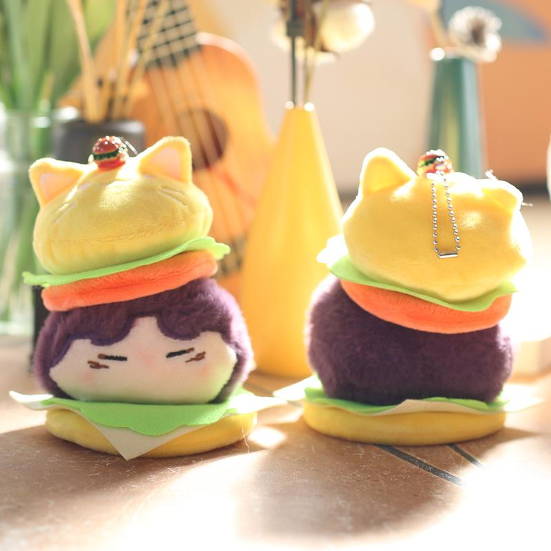 Cute Hamburger 2D Small Pendant Plush Toys Doll Bag Hanging Decoration Keychain Doll Doll Doll