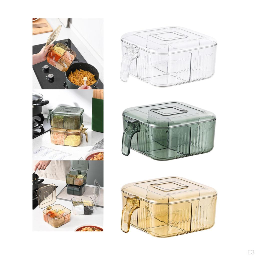 4 Storage Compartments Seasoning Box for Dining Table Home Kitchen