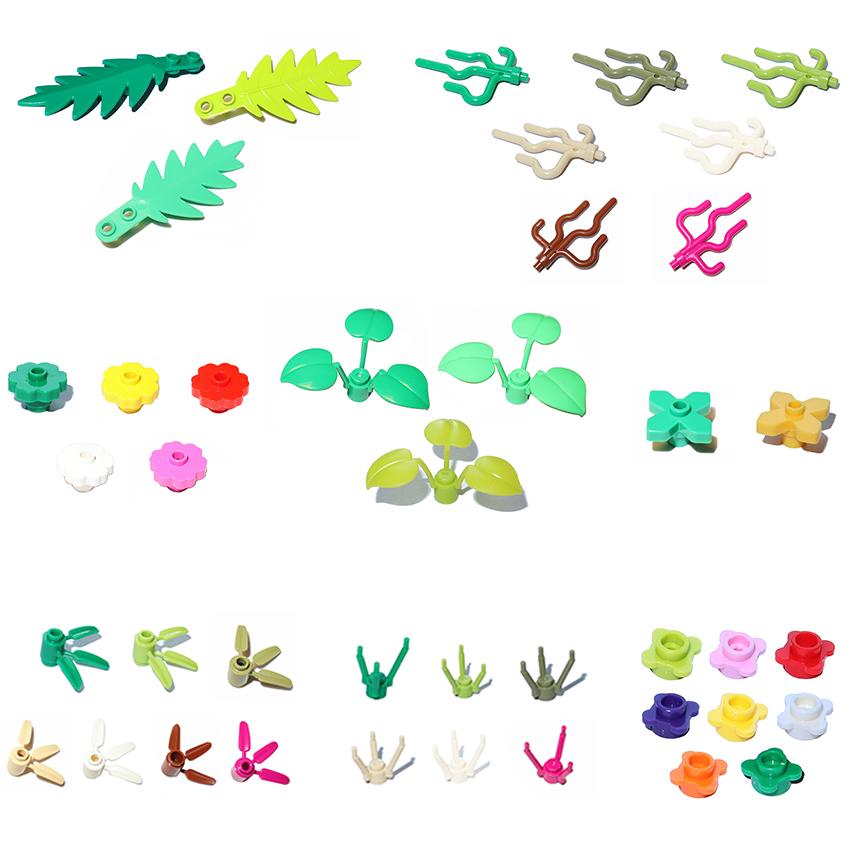 Plants Accessories MOC City Pine Tree Branch Bush Grass Flower Building Bricks 3741 4727 4728 6148 6255 30093 30176 33291