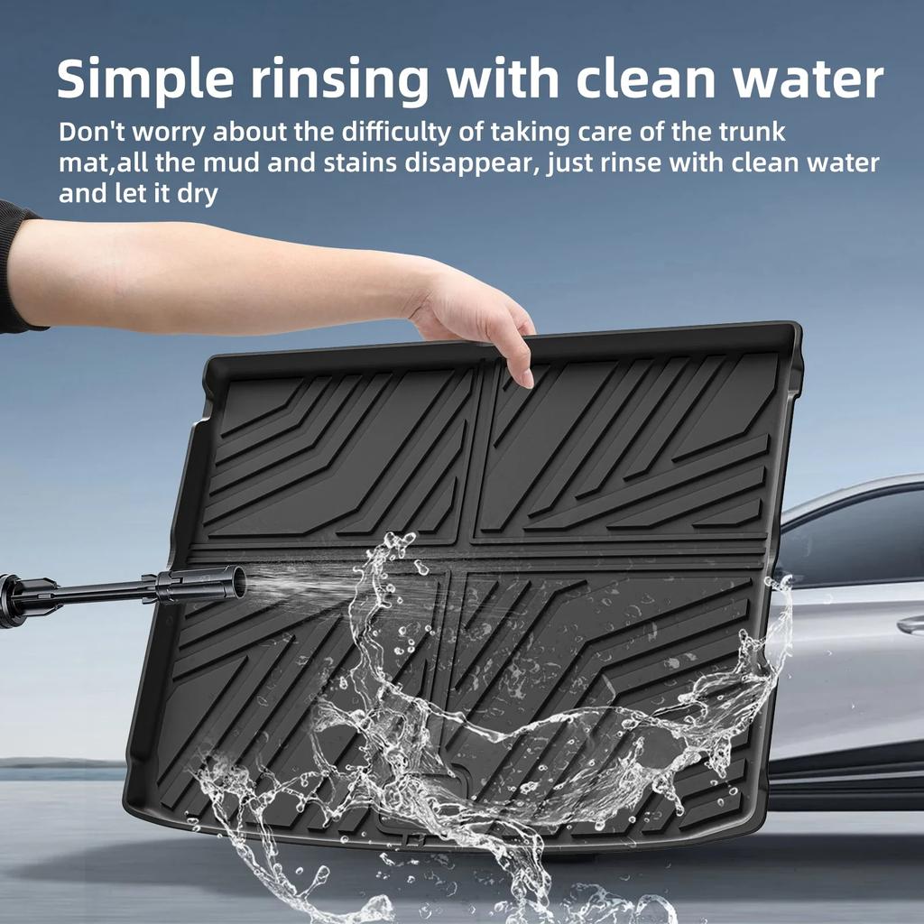 SMABEE for Hyundai Kona Electric 2024 2024 TPE 3D Car Rear Trunk Pad Cargo Liner Trunk Mat All Weather Black Protection