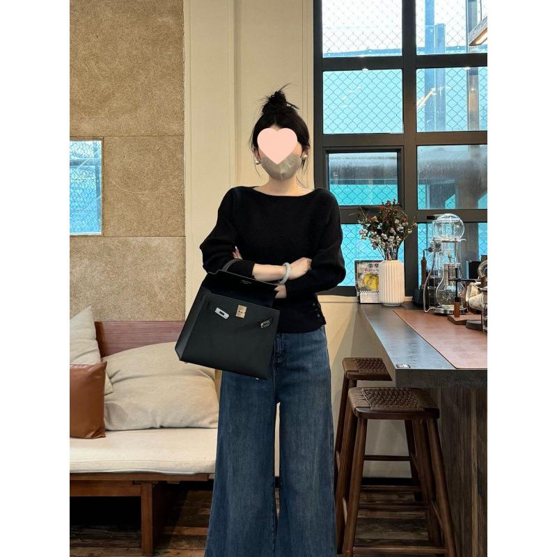 Korean-Style Waist-Slimming Knit Sweater for Women - Spring & Autumn