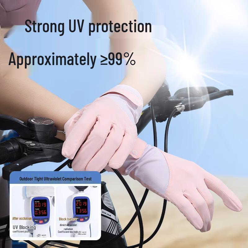 Women's UV Protection Cycling Gloves - Summer, Non-slip, Touchscreen, Ice Silk