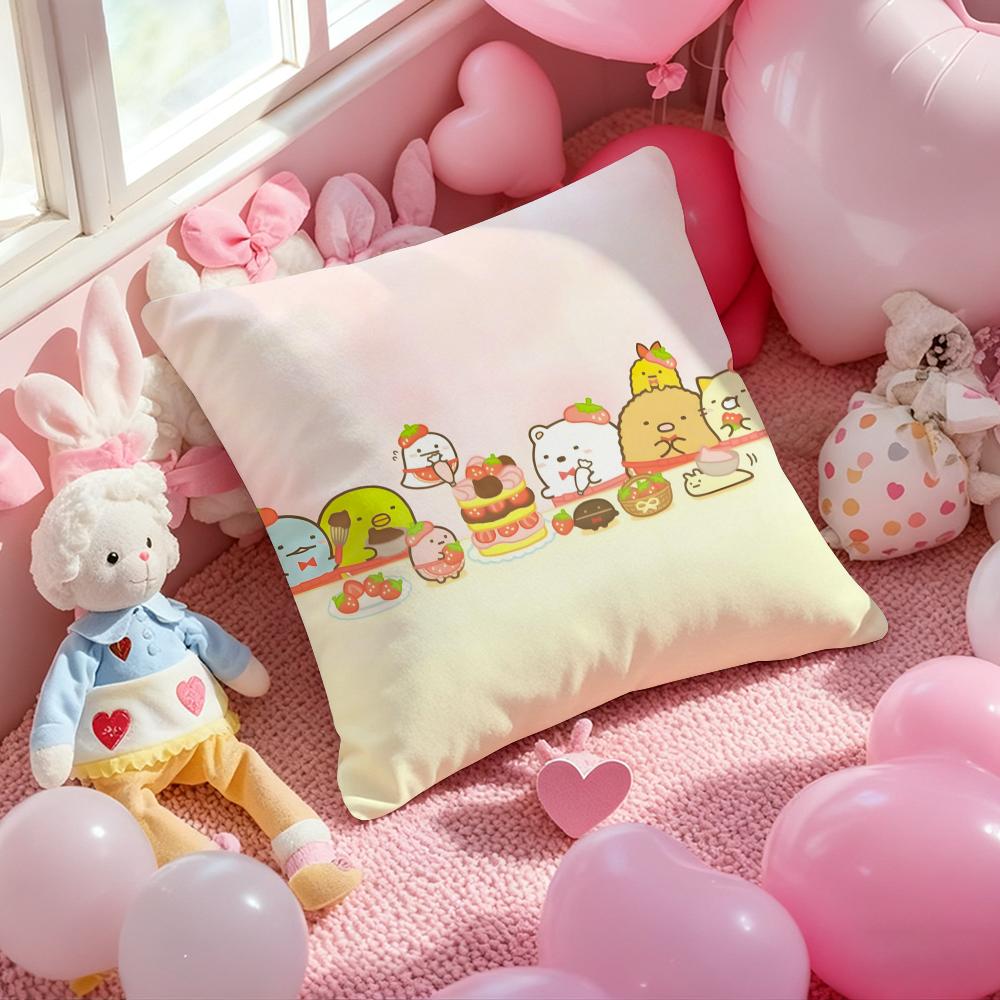 S-Sumikko Gurashi Exquisite Pillow Case Soft Plush Fabric Double-Sided Printed Cushion Cover Warm Winter Sofa Pillow Case