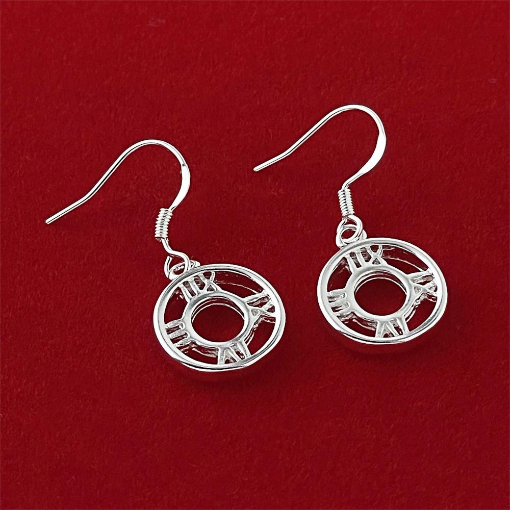 925 Sterling Silver Round Roman Earrings for Women Engagement Party Jewelry Gifts