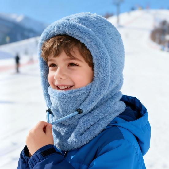 3 in 1 Kinder Gesichtsschutz Warm Winddicht Felliger Ski-Schutz Mütze Kapuzenschal Hals
