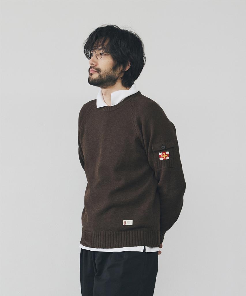 Geonjiulleunseu Cotton Raglan Pocket Sweater - Dark Brown