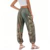 Women's Pocket Drawstring Trousers High Waist Yoga Retro Print Casual Pants