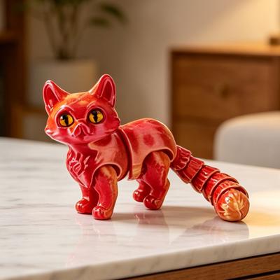 3D Printed Cat Figurine Movable Joints Kitten Figure Stress Relief Articulated Animal Fidget Toy Desktop Decoration Ornament Party Favors