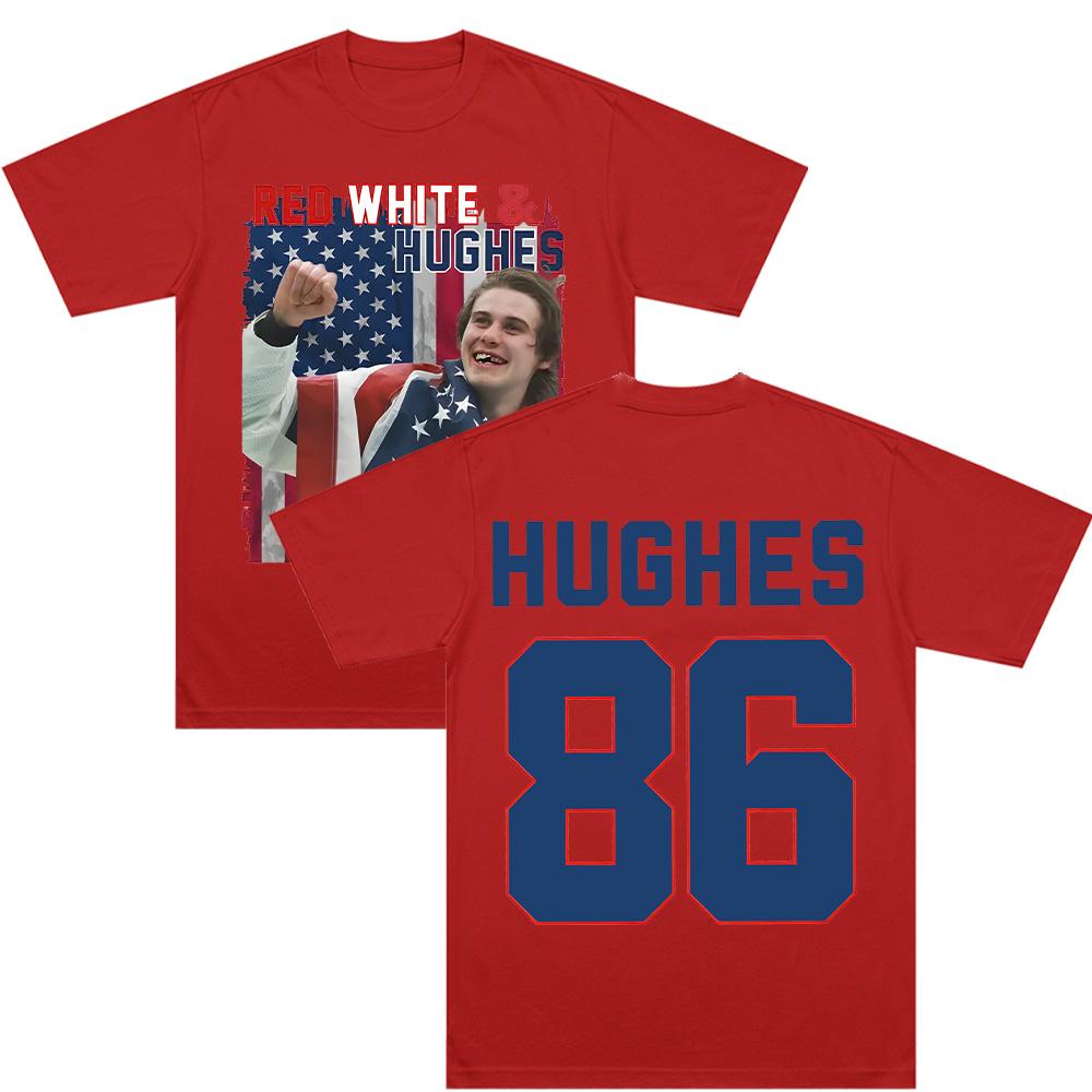 Hughes Hockey Tee Jack Hughes Graphic T Shirt Cotton Short Sleeve Clothing Women Men Fashion 86 High Street Loose T-shirt Casual