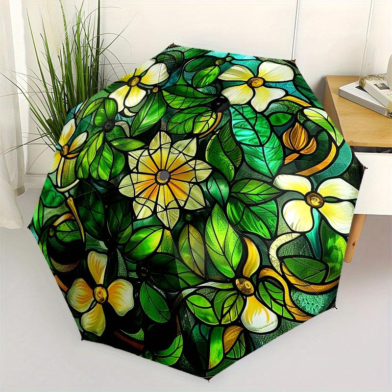 Stained Glass Window Panel with Floral Design - Decorative Hanging Art for Home or Garden Umbrella, Christmas Gift Y106