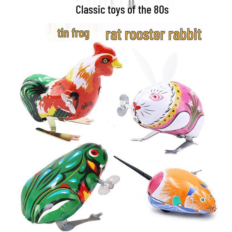 

Childhood Nostalgia: Wind-up Tinplate Frog Toy for Children Clockwork Rabbit - 1 piece