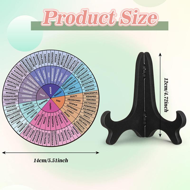 2 Pcs Feelings Wheel Aluminum Round Metal Mood Wheel Therapy Emotions Wheel Mental Health Relax Office Desk Decor