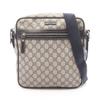 Used GG Supreme Shoulder Bag 201448 PVC Coated Canvas Leather Beige Navy Used Women