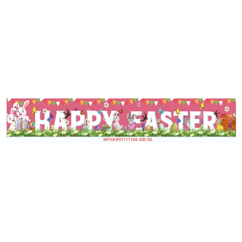 300 * 50Cm Easter Courtyard Porch Fence Decorative Banner Rabbit Egg Poster Custom