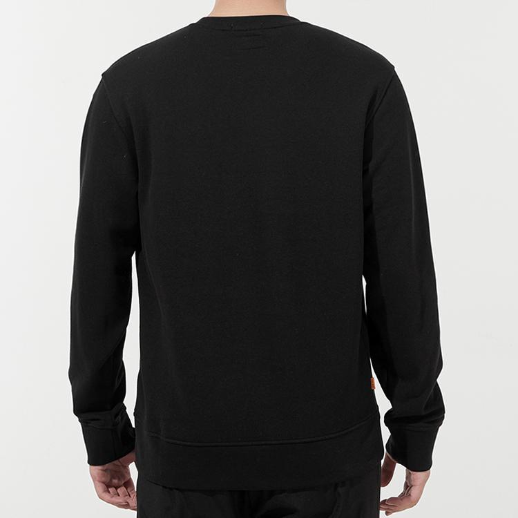 Timberland Logo Embroidered Solid Color Crewneck Sweatshirt Men Sweatshirt Black A5SF8-001