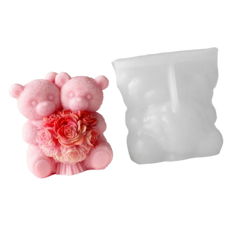 Valentines Themed Bear Couple Silicone Mold For Handmade With Fine Carving Detail