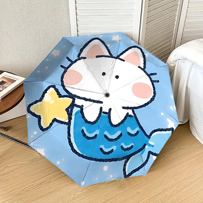 Adorable Cat with Starfish & Mermaid Tail Umbrella: Perfect for Outdoor Adventures 108