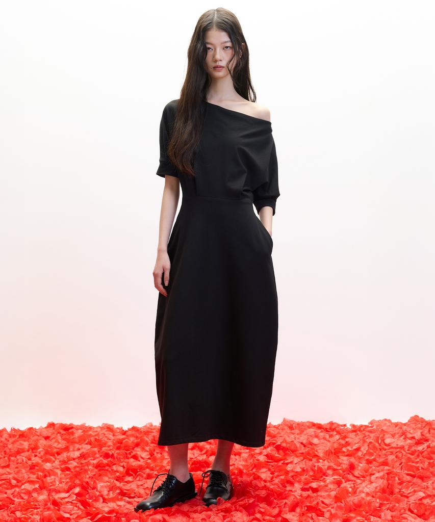 Hawaii Ha Kim [Atelier] Offset Jersey Dress_Black