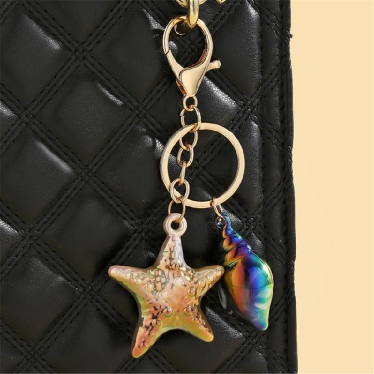 Stylish Beach Inspired Shell Keychain Conch Starfish Star Pendant Keyring Charm Fashionable Sea Inspired Jewelry