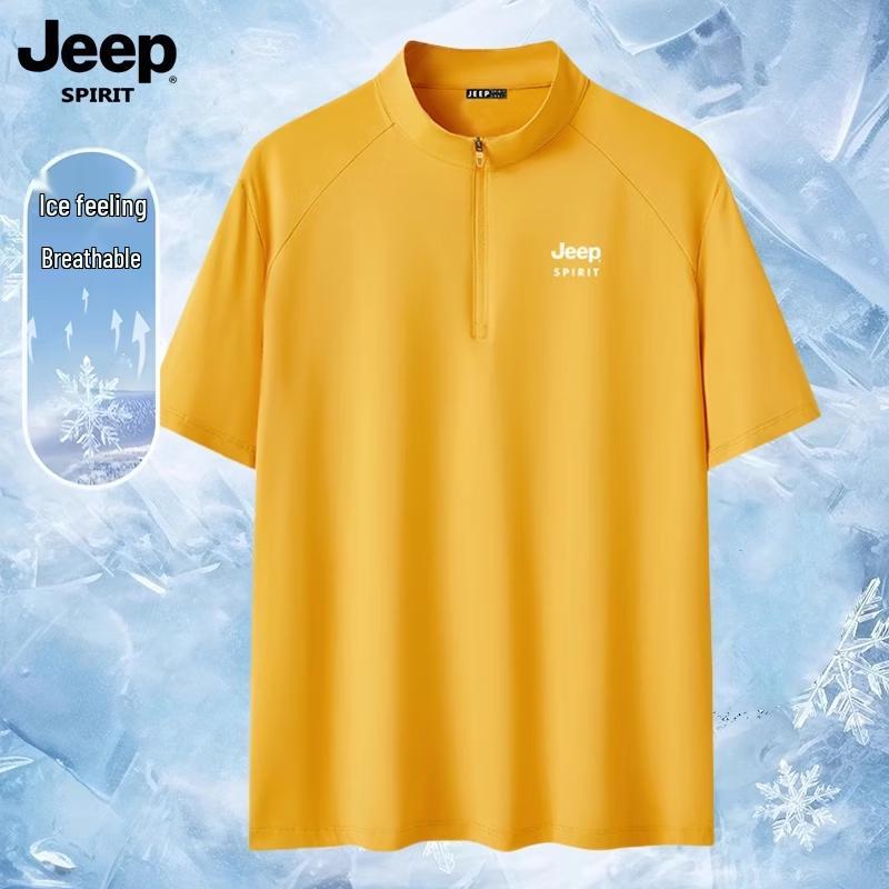 JEEP SPIRIT Men s Ice Silk Sport Half-Zip T-Shirt 3XL