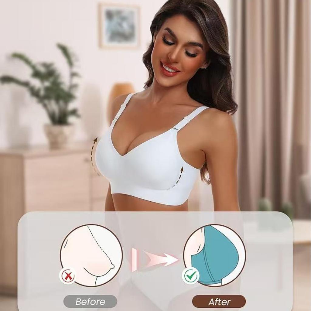 European Plus Size Wireless Seamless Glossy Bra for Women Elegant Gathered Daily Comfort Intimates