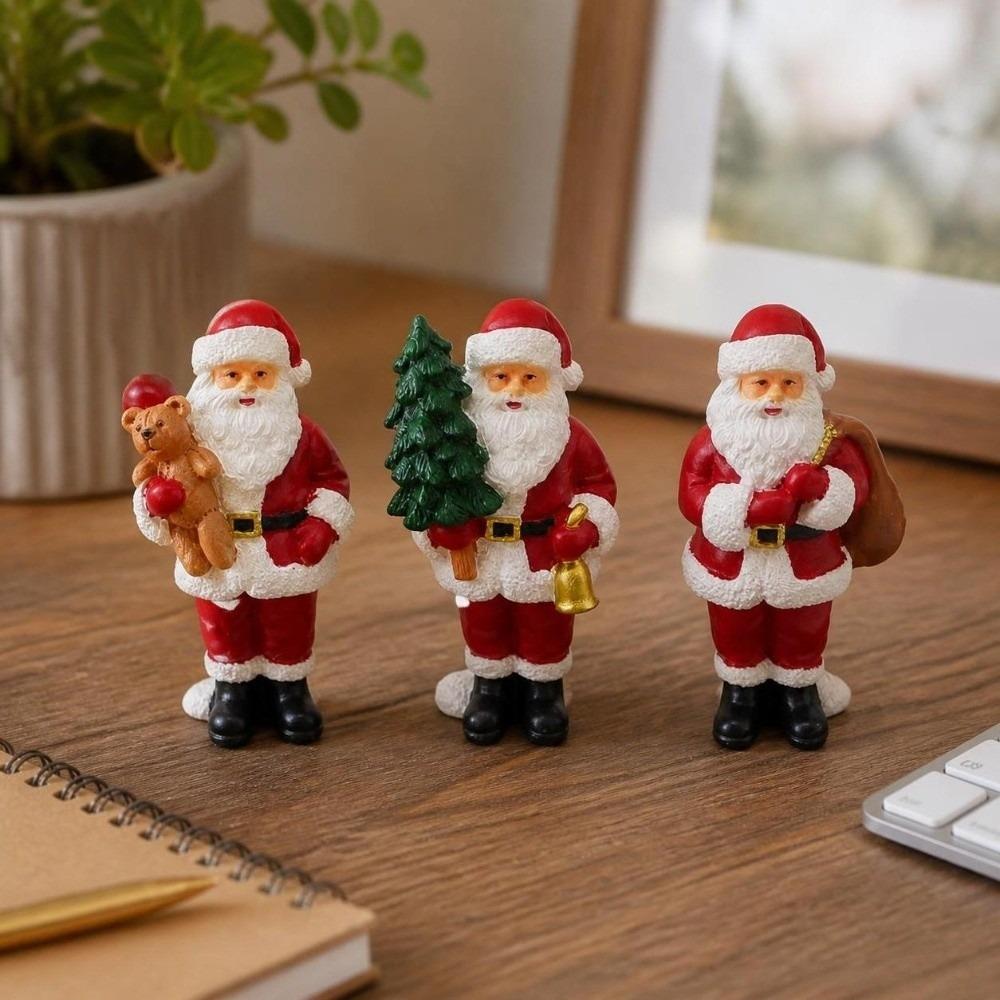 Mini Size Christmas Ornaments Micro Landscape Home Decor Santa Claus Figurine Cute Resin Craft Christmas Santa Tabletop