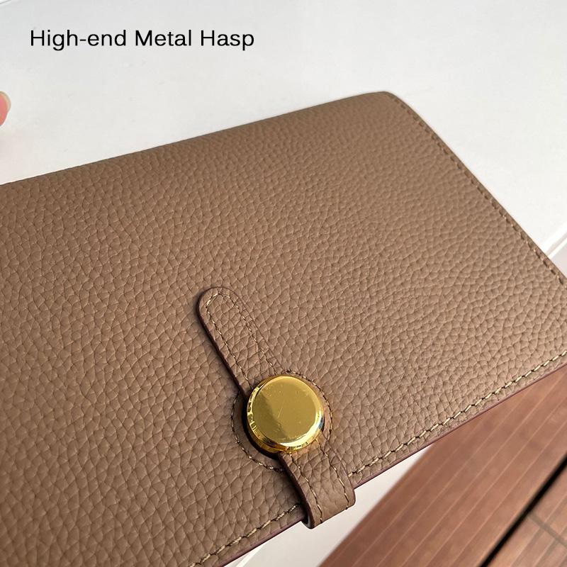 Luxury Genuine Leather Women Wallets Long Cowhide Purse High Capacity Gold-tone Hasp Clutch Bag Brand Design Ladies Billfold