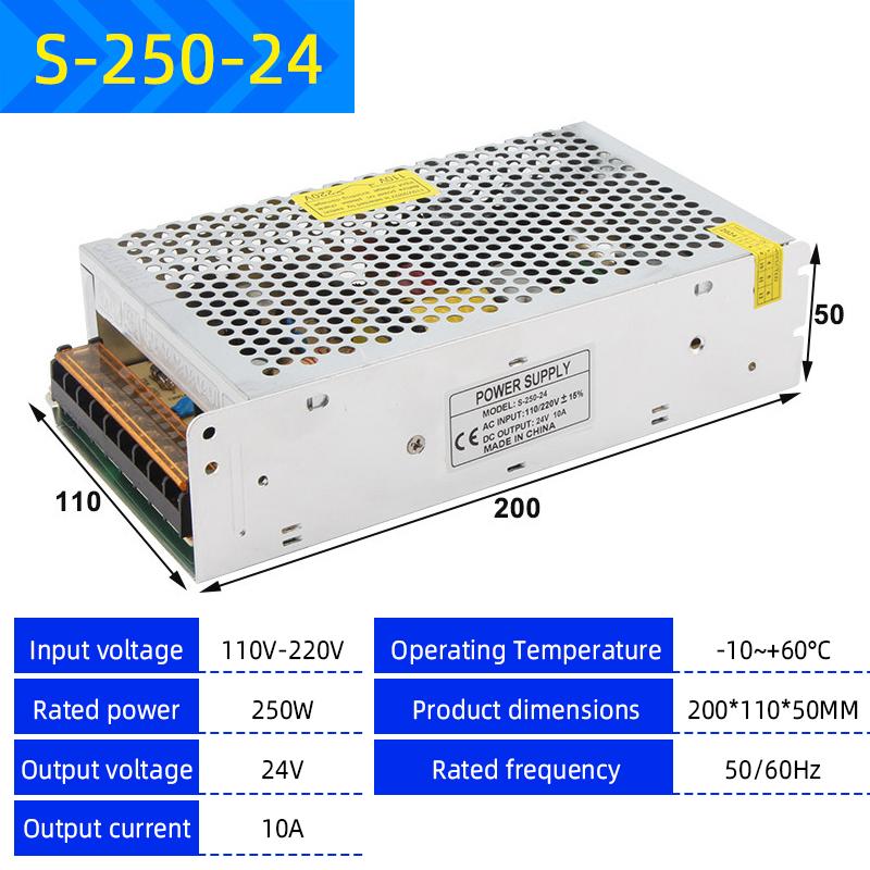 220V to 12V/24V/5V Switching Power Supply, 2A-20A High-Power Transformer for LED Strips & Monitoring Systems