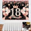 2D 18th Birthday Backdrop with Champagne, Balloons & Confetti for Teens