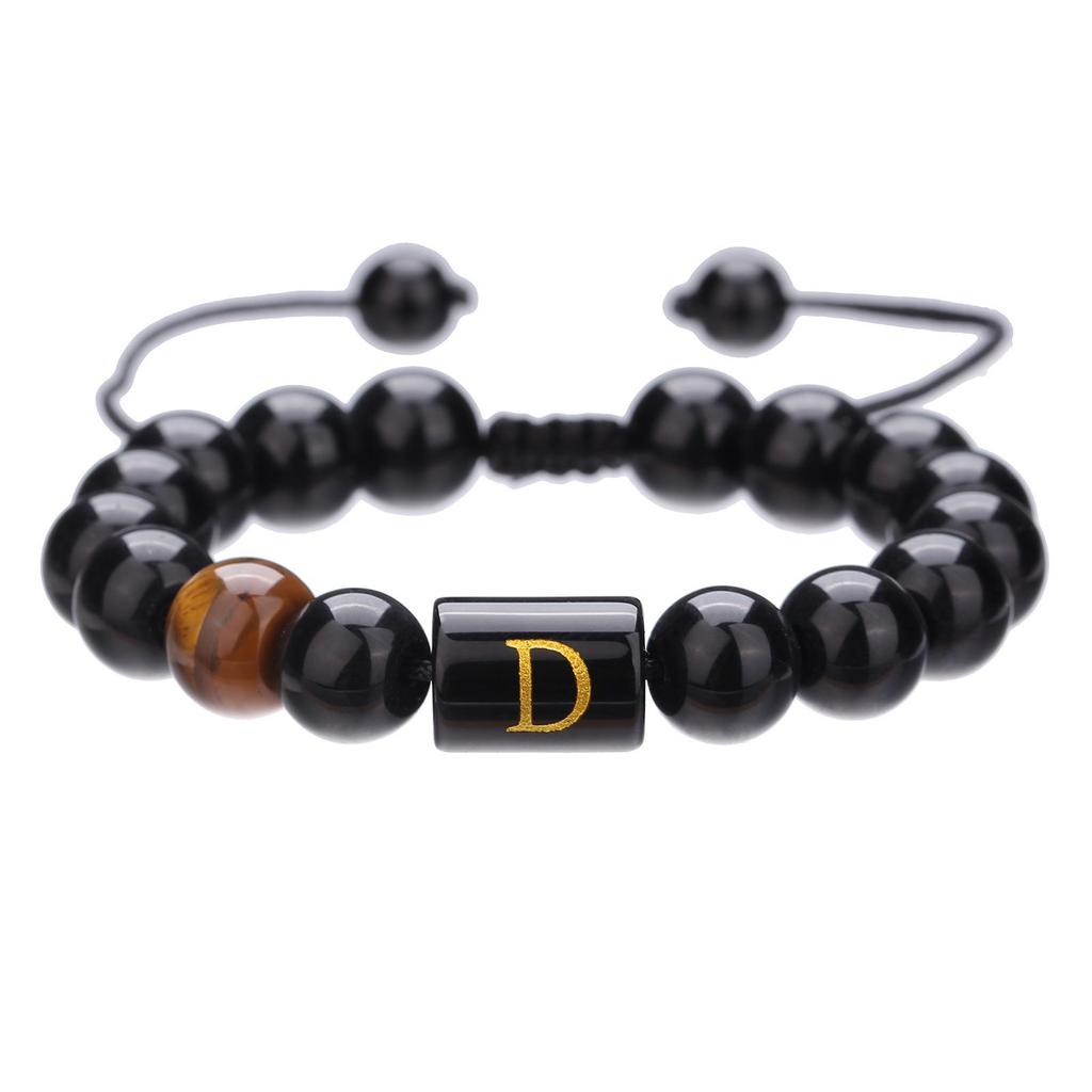 Black Diamond & Tiger Eye Beaded Adjustable Couple Bracelet - Men's Jewelry
