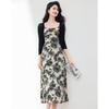 Elegant Commuter Two-Piece Dress & Cardigan Set