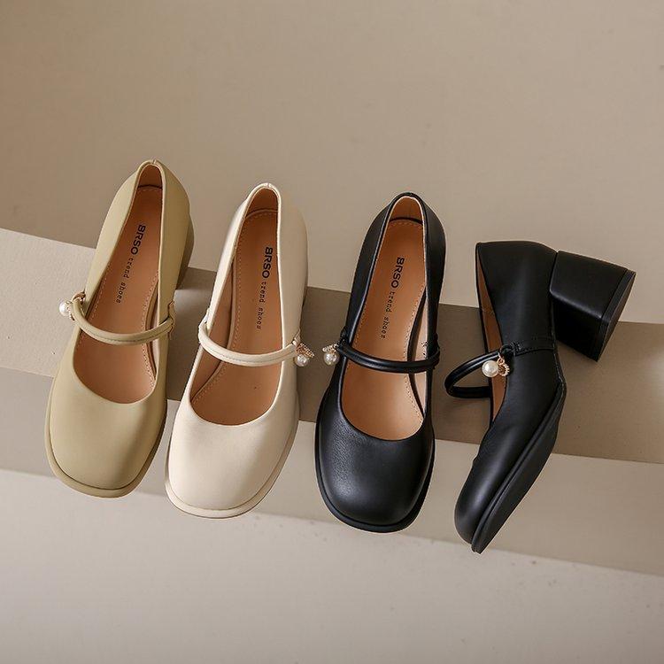 Mary Jane women's shoes 2025 new spring and autumn fashion versatile French medium thick heel single shoes gentle with skirt high heels