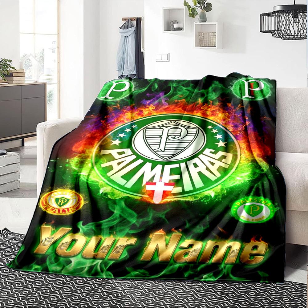 Name Custom SE Palmeiras Print Flannel Blanket High Quality Warm Comfortable Cover for All Seasons Perfect for Gifts Home Decor