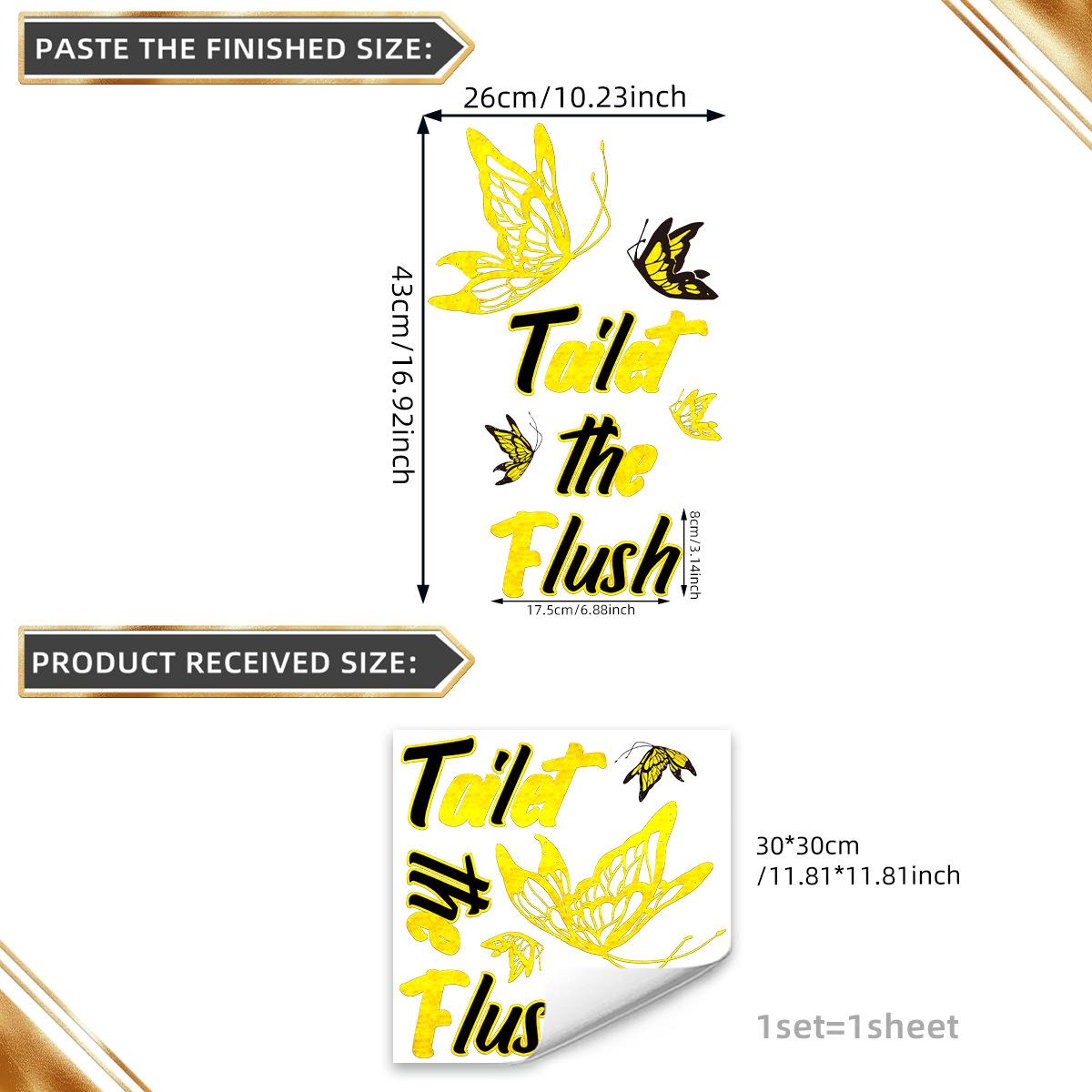 

A Variety Of Toilet English Logos Butterfly Love Bronzing Wall Sticker Decoration Living Room Bedroom Background Self-Adhesive Sticker