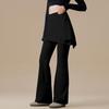 Women's Plus Size High Waist Shark Two-Piece Look Flare Pants - Spring/Autumn Fitness & Pilates Style